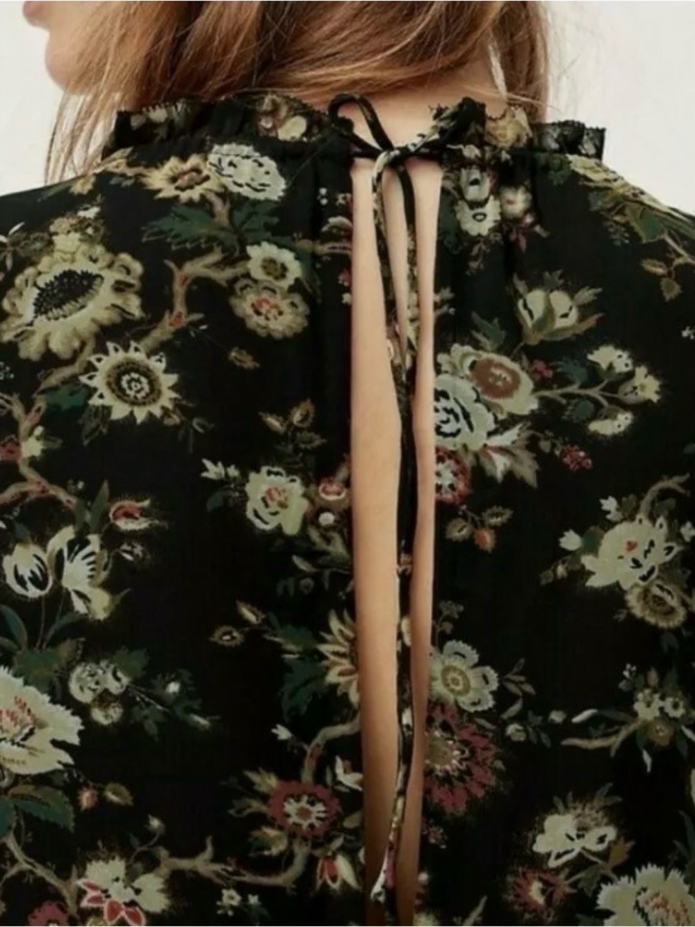 WILFRED Women's Lemare Floral Open Back Prairie Mini Dress - Green/ Black, XS - Picture 6 of 10